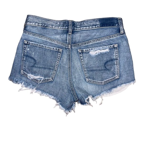American Eagle Distressed Womens Shorts 6 Vtg Hi Rise Festival Bootie Button Fly - Picture 4 of 7